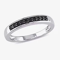 Midnight Black Womens 2MM 1/10 CT. T.W. Natural Diamond Sterling Silver Wedding Band