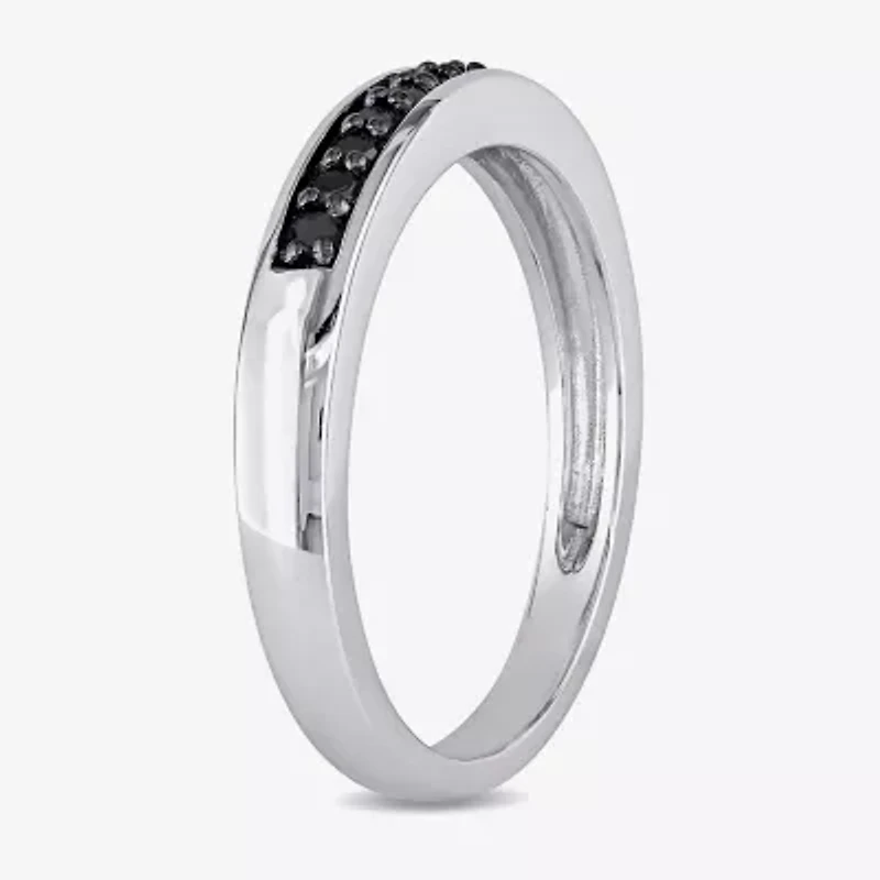 Midnight Black Womens 2MM 1/10 CT. T.W. Natural Diamond Sterling Silver Wedding Band