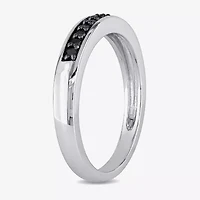 Midnight Black Womens 2MM 1/10 CT. T.W. Natural Diamond Sterling Silver Wedding Band