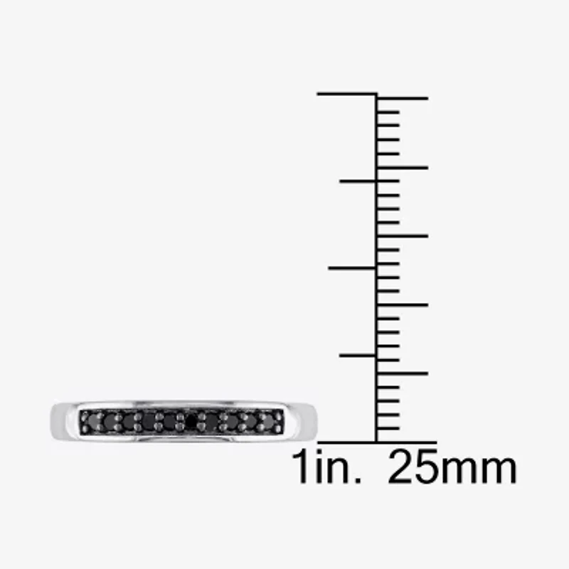Midnight Black Womens 2MM 1/10 CT. T.W. Natural Diamond Sterling Silver Wedding Band