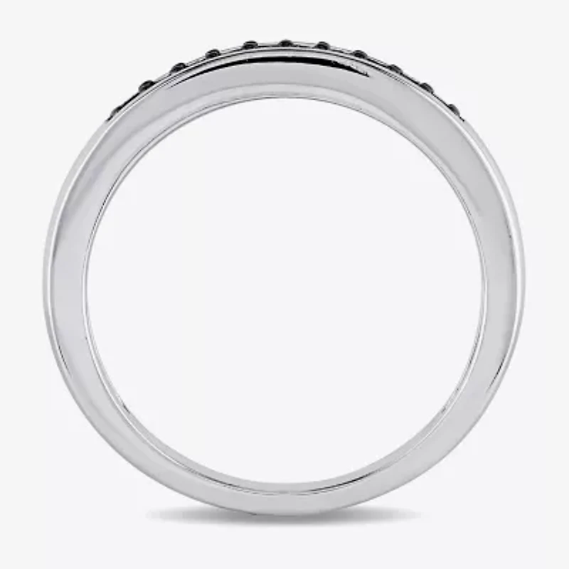 Midnight Black Womens 2MM 1/10 CT. T.W. Natural Diamond Sterling Silver Wedding Band
