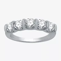 H-I / I1) Womens 1 1/2 CT. T.W. Lab Grown White Diamond 10K Gold 5-Stone Anniversary Band