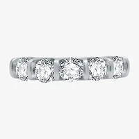 H-I / I1) Womens 1 1/2 CT. T.W. Lab Grown White Diamond 10K Gold 5-Stone Anniversary Band