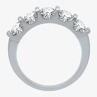 H-I / I1) Womens 1 1/2 CT. T.W. Lab Grown White Diamond 10K Gold 5-Stone Anniversary Band