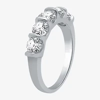 H-I / I1) Womens 1 1/2 CT. T.W. Lab Grown White Diamond 10K Gold 5-Stone Anniversary Band