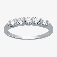 (H-I / I1) Womens 1/2 CT. T.W. Lab Grown White Diamond 10K Gold 5-Stone Anniversary Band
