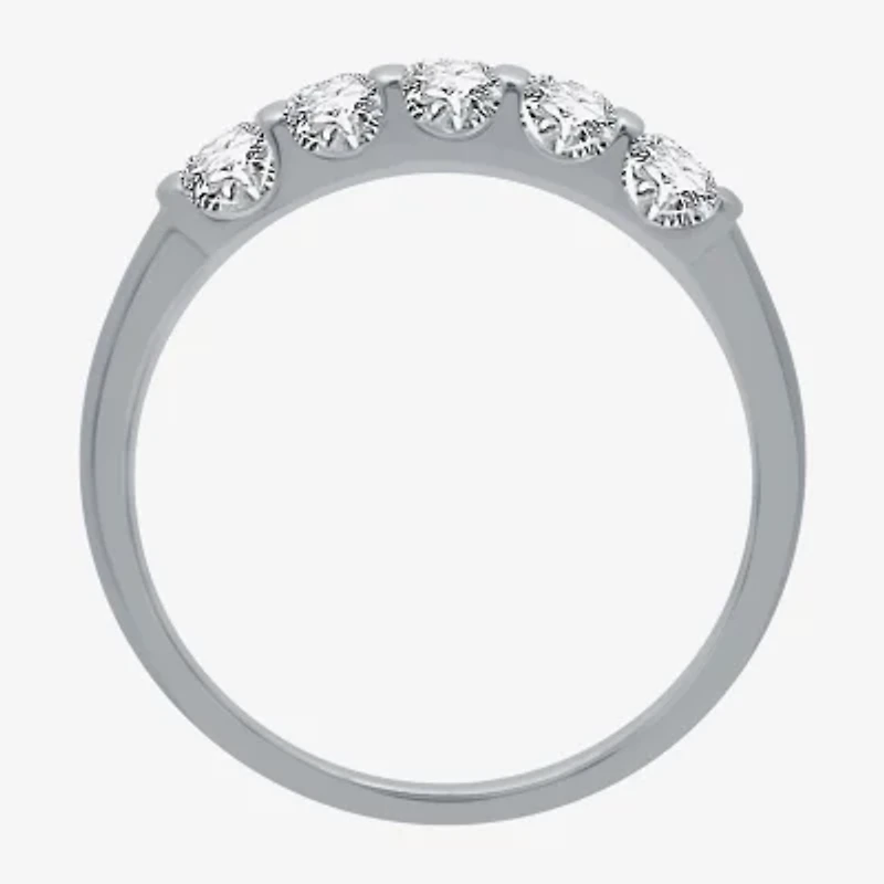 (H-I / I1) Womens 1/2 CT. T.W. Lab Grown White Diamond 10K Gold 5-Stone Anniversary Band