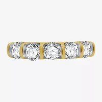 (H-I / I1) Womens 2MM 1 1/2 CT. T.W. Lab Grown White Diamond 10K Gold 5-Stone Anniversary Band