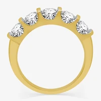 (H-I / I1) Womens 2MM 1 1/2 CT. T.W. Lab Grown White Diamond 10K Gold 5-Stone Anniversary Band