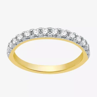(H-I / I1) Womens 2MM 1/2 CT. T.W. Lab Grown White Diamond 10K Gold Wedding Band