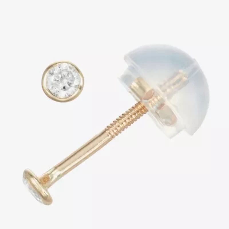 Girls Diamond Accent Natural White Diamond 14K Gold 3mm Stud Earrings