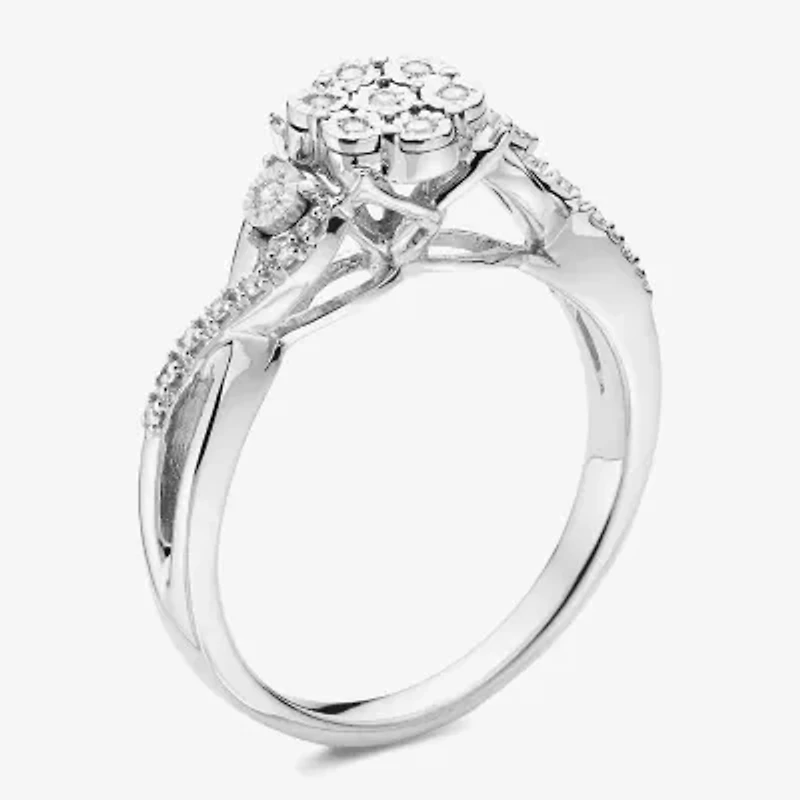Diamond Blossom 1/10 CT.T.W. Natural Sterling SIlver Ring
