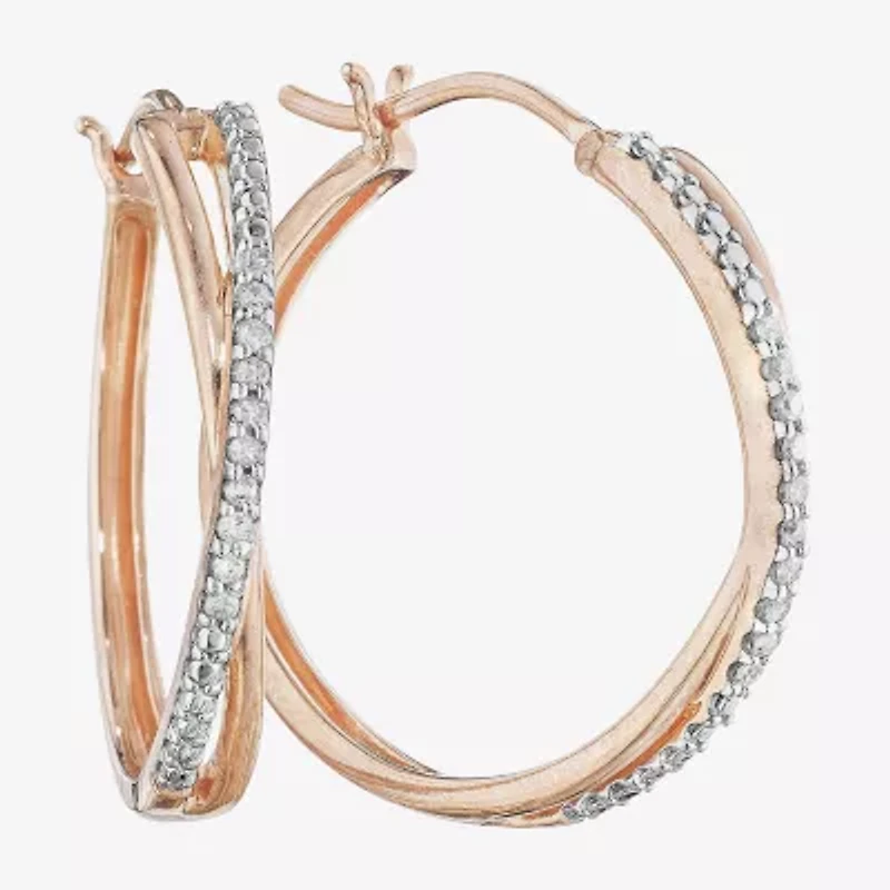 1/10 CT. T.W. Diamond X-Hoop Earrings in Sterling Silver or 14K Gold Over Silver