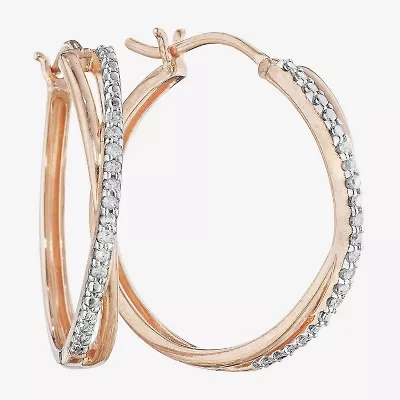 1/10 CT. T.W. Diamond X-Hoop Earrings in Sterling Silver or 14K Gold Over Silver