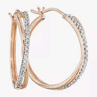 1/10 CT. T.W. Diamond X-Hoop Earrings in Sterling Silver or 14K Gold Over Silver