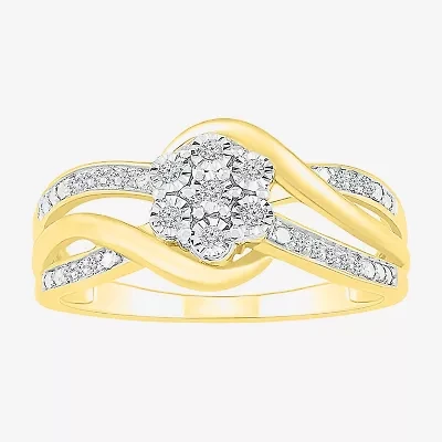 Diamond Blossom Womens 1/10 CT. T.W. Natural White 14K Gold Over Silver Cocktail Ring