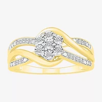 Diamond Blossom Womens 1/10 CT. T.W. Natural White 14K Gold Over Silver Cocktail Ring