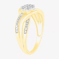Diamond Blossom Womens 1/10 CT. T.W. Natural White 14K Gold Over Silver Cocktail Ring