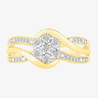 Diamond Blossom Womens 1/10 CT. T.W. Natural White 14K Gold Over Silver Cocktail Ring