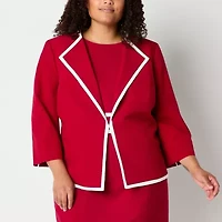 Black Label by Evan-Picone Womens Plus Classic Fit Suit Jacket