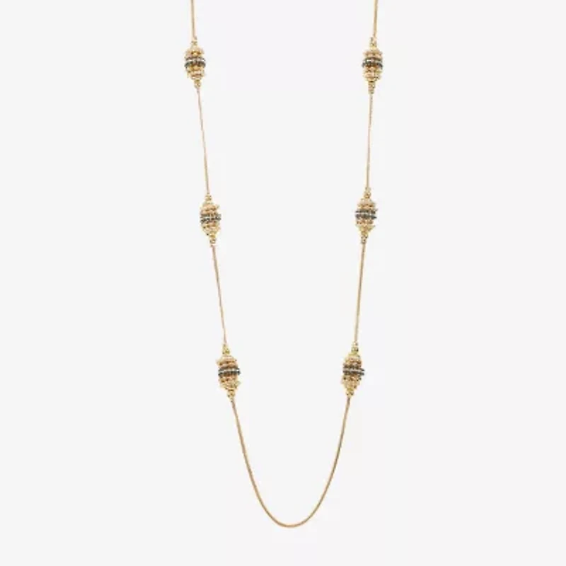Liz Claiborne Long Womens Black Glass 32 Inch Strand Necklace