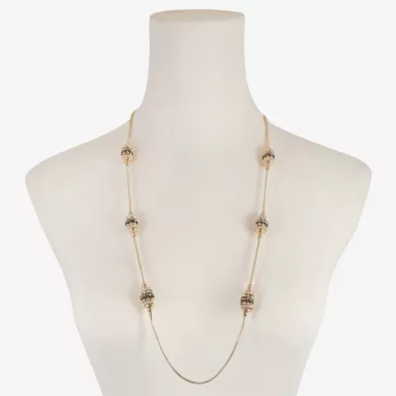 Liz Claiborne Long Womens Black Glass 32 Inch Strand Necklace