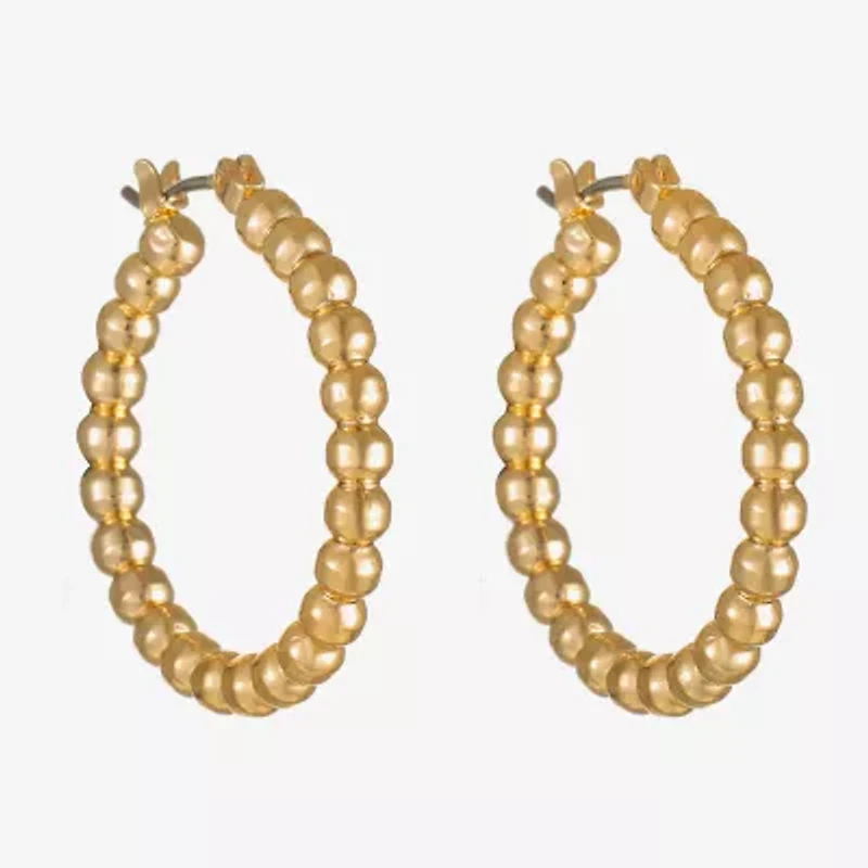 Liz Claiborne Textured Womens 26mm Hypoallergenic Hoop Earrings