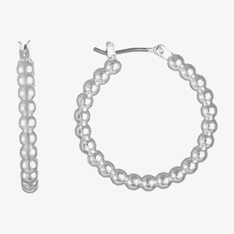 Liz Claiborne Textured Womens 26mm Hypoallergenic Hoop Earrings