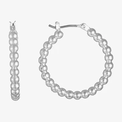 Liz Claiborne Textured Womens 26mm Hypoallergenic Hoop Earrings
