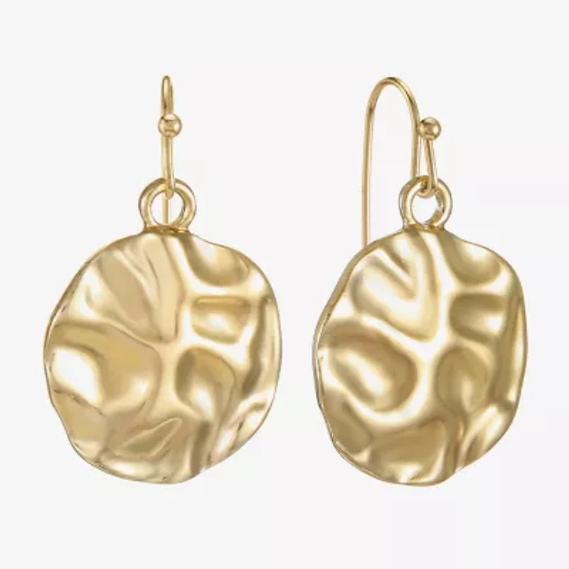 Liz Claiborne Hammered Womens Drop Earrings