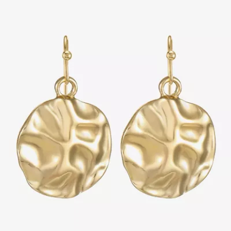 Liz Claiborne Hammered Womens Drop Earrings