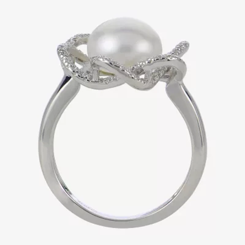 Cultured Freshwater Pearl & Diamond-Accent Ring