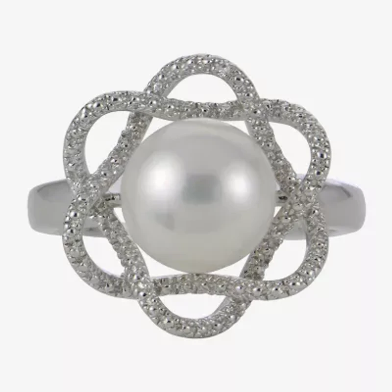 Cultured Freshwater Pearl & Diamond-Accent Ring