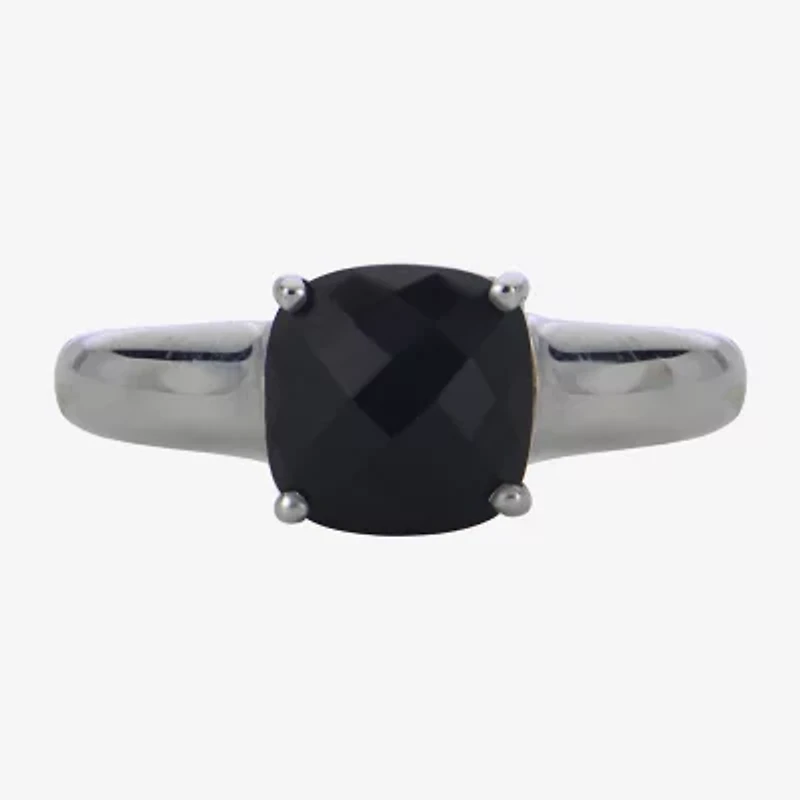 Womens Genuine Black Onyx Sterling Silver Cocktail Ring