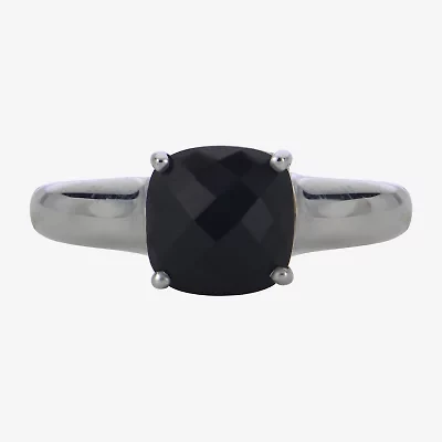 Womens Genuine Black Onyx Sterling Silver Cocktail Ring