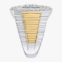 Mens 2 CT. T.W. Natural White Diamond 10K Two Tone Gold Cushion Cluster Halo Fashion Ring