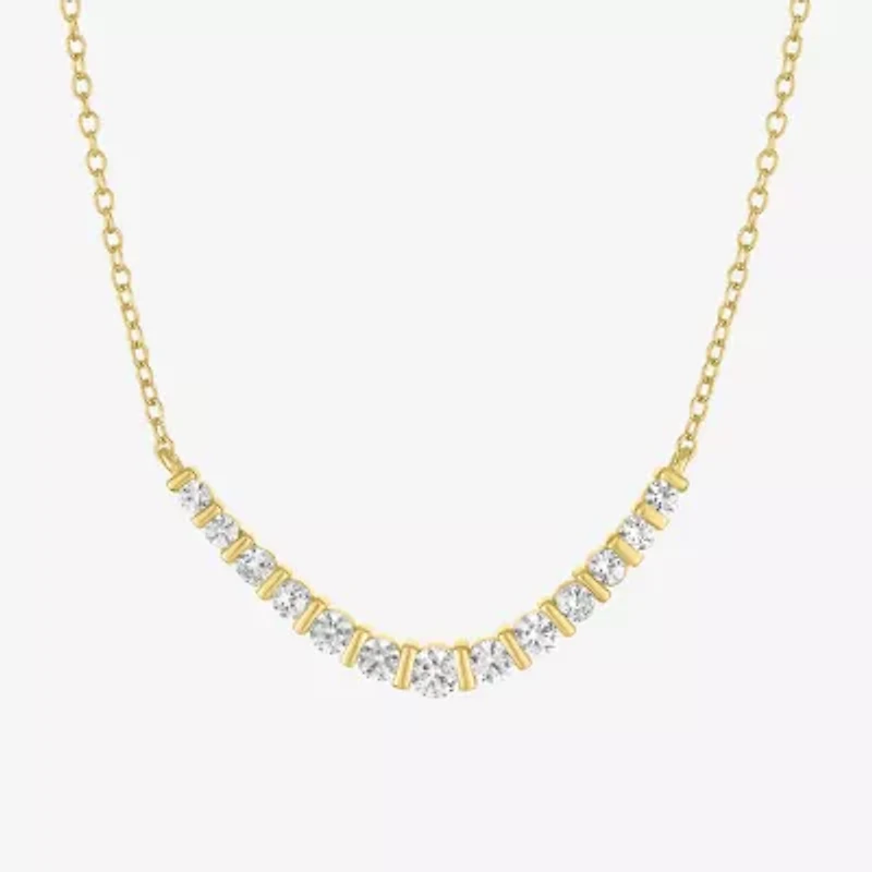 Yes, Please! Womens White Sapphire 14K Gold Over Silver 18 Inch Chevron Necklace