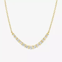 Yes, Please! Womens White Sapphire 14K Gold Over Silver 18 Inch Chevron Necklace