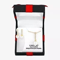 Yes Womens White Cultured Freshwater Pearl 2-pc. Pendant Necklace Set