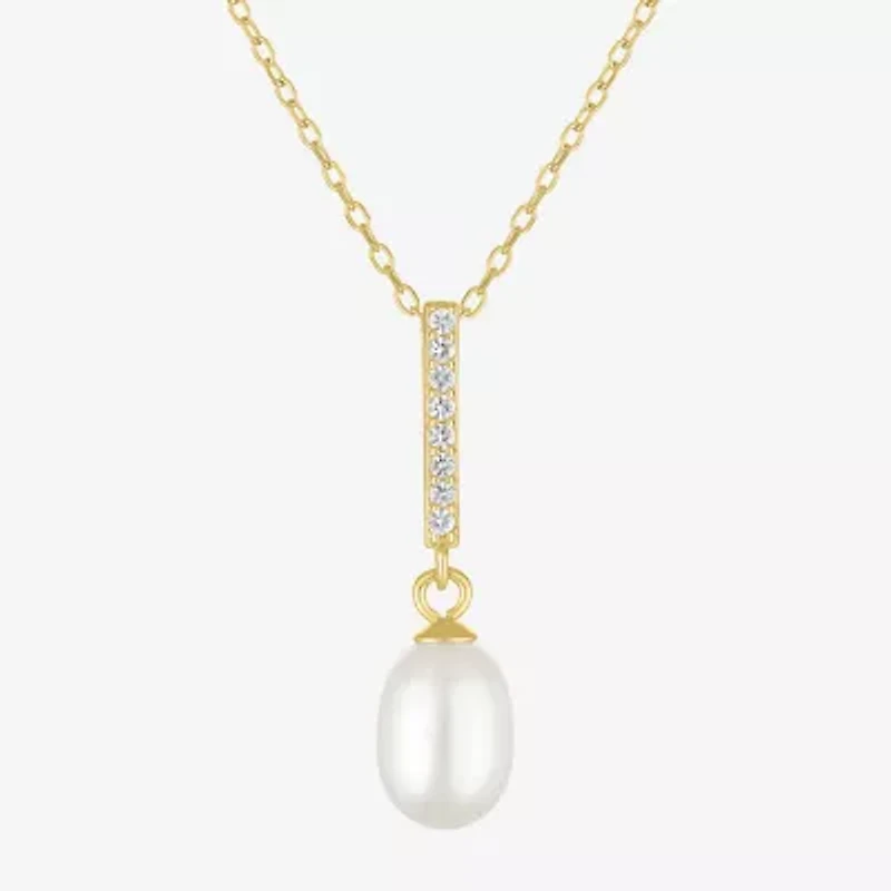 Yes Womens White Cultured Freshwater Pearl 2-pc. Pendant Necklace Set