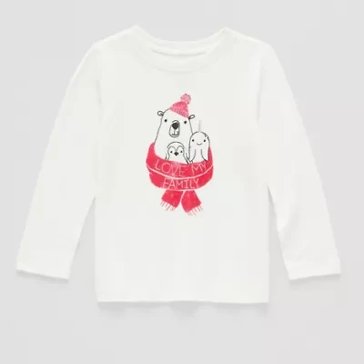 Okie Dokie Toddler Boys Crew Neck Long Sleeve Adaptive Regular Fit Graphic T-Shirt