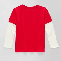Okie Dokie Toddler & Little Boys Crew Neck Long Sleeve Regular Fit Graphic T-Shirt