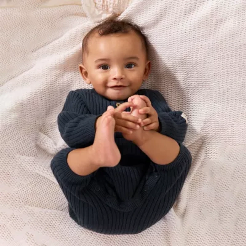 Carter's Baby Boys Crew Neck Long Sleeve Rib Jumpsuit