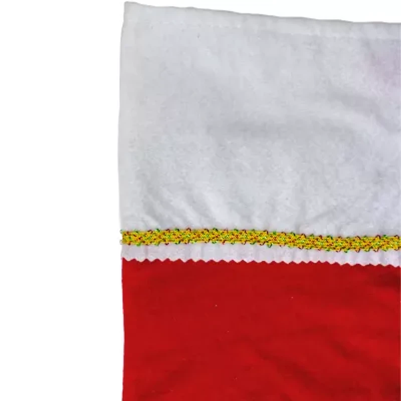 19'' Red and White Soild Christmas Stocking with Gold Glitter Pen