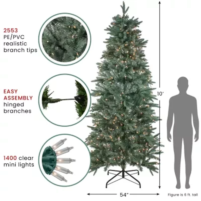10' Pre-Lit Slim Washington Fraser Fir Artificial Christmas Tree - Clear Lights