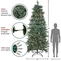 10' Pre-Lit Slim Washington Fraser Fir Artificial Christmas Tree - Clear Lights