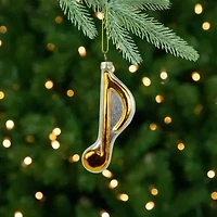 3.5'' Metallic Gold and Glittered White Sixteenth Music Note Glass Christmas Ornament