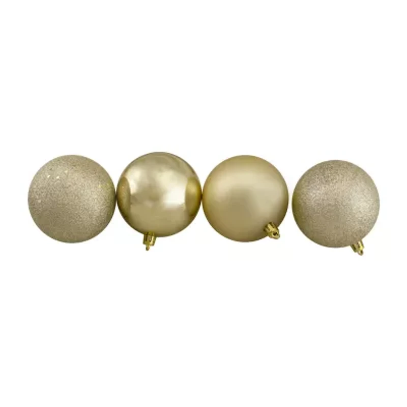 32ct Champagne Gold Shatterproof 4-Finish Christmas Ball Ornaments 3.25'' (80mm)