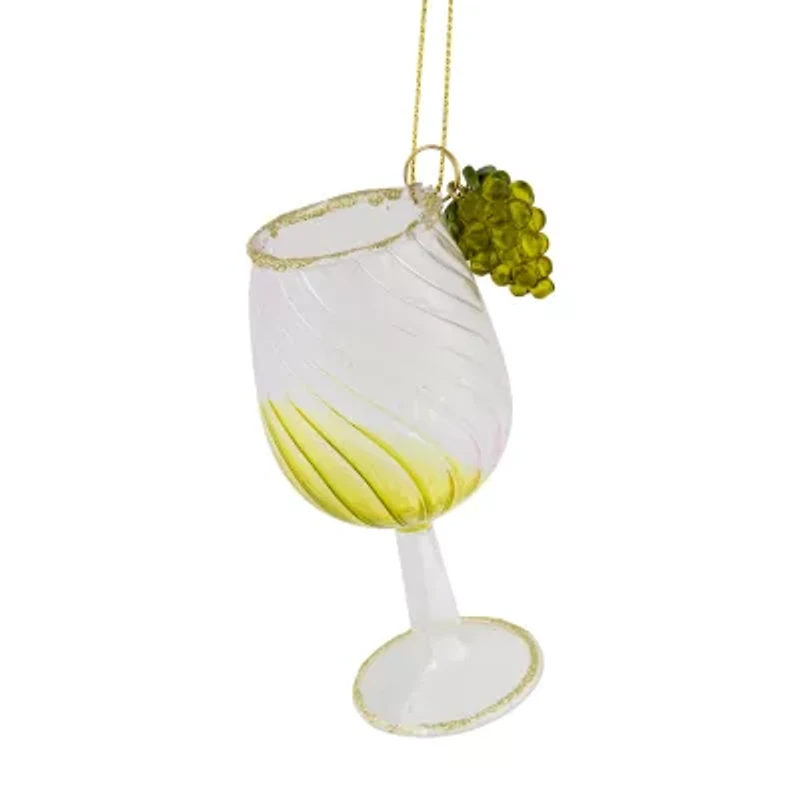 4.25'' Tuscan Winery Yellow Wine Glass Christmas Ornament