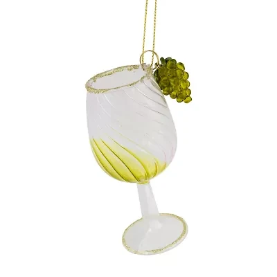 4.25'' Tuscan Winery Yellow Wine Glass Christmas Ornament